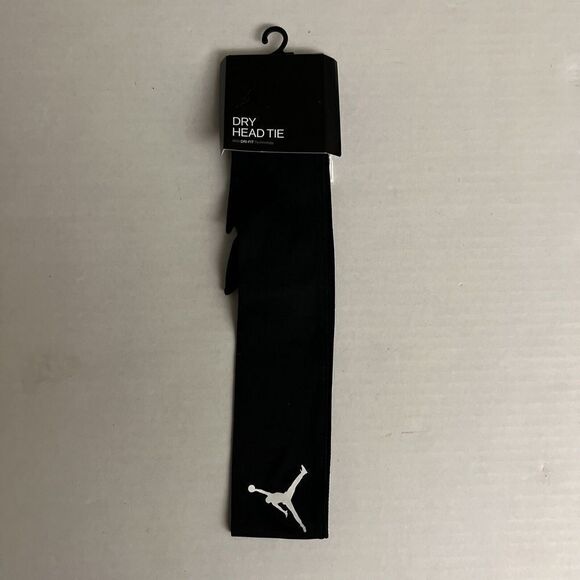 Nike JORDAN Dri-Fit Running Black & White Unisex Head Tie Headband NEW - Picture 1 of 4